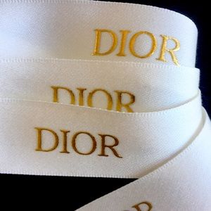 Dior Authentic White Ribbon Gold Logo Hair Bow Bag Handle Accent DIY 38”